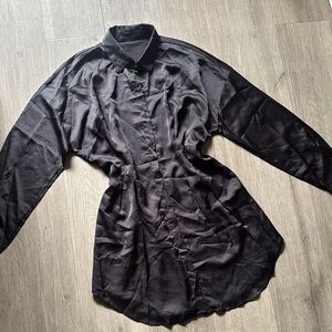 SHEIN Black Casual Button Down Shirt Dress